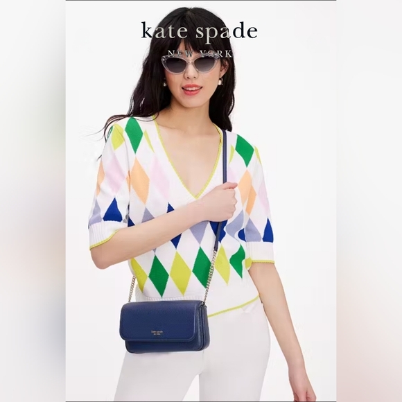 KATE SPADE Ava Flap Chain Crossbody Bag With Wallet BLUE NWT - Picture 1 of 16